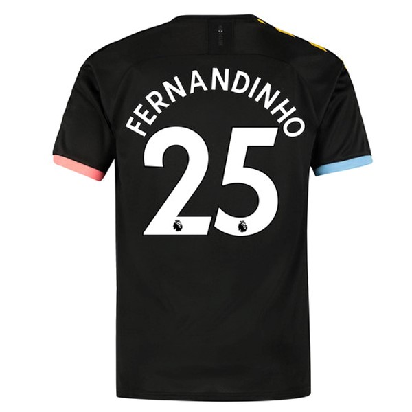 Camiseta Manchester City NO.25 Fernandinho Segunda equipación 2019-2020 Negro